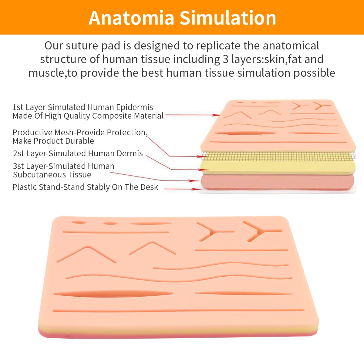 MAYCREATE Skin Pad for Stitching Practice Surgery Silicone Stitching Practice Skin Pad for Medical Students Interns Veterinarian Students and Nurses,Skin Pad for Stitching Training MAYCREATE Skin Pad for Stitching Practice Surgery Silicone Stitching Practice Skin Pad for Medical Students Interns Veterinarian Students and Nurses,Skin Pad for Stitching Training